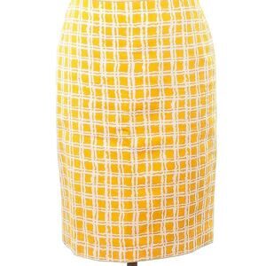TALBOTS Yellow Check Straight Skirt Petites size 10